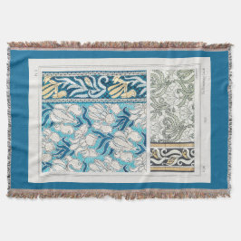 Art nouveau iris lily blommigt textil konst filt