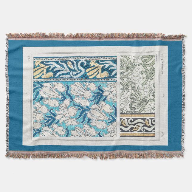 Art nouveau iris lily blommigt textil konst filt (Framsidan)