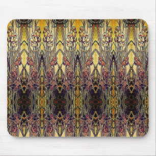 Art nouveau iris mönster guld bronze red elegant musmatta