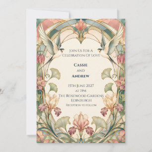 Art Nouveau Iris Sval Bröllopsinbjudan Inbjudningar