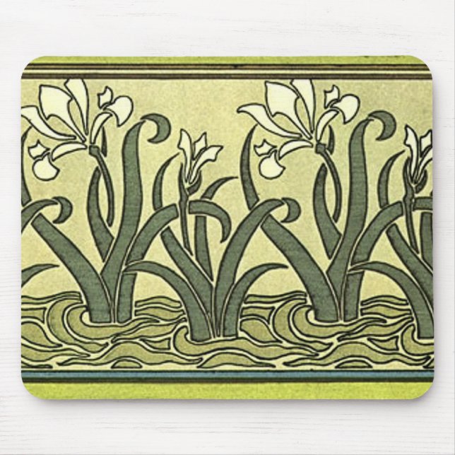 Art nouveau Irises - Mousepad Musmatta (Framsidan)