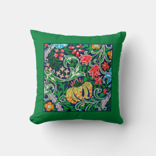 Art nouveau Jacobean Blommigt, Emerald Grönt Kudde
