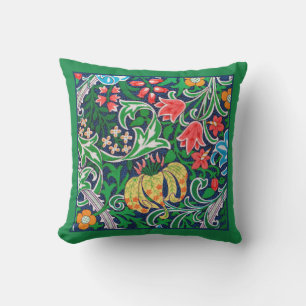Art nouveau Jacobean Blommigt, Emerald Grönt Kudde