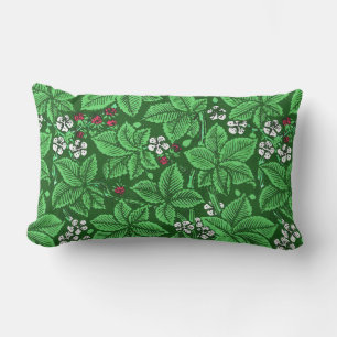 Art nouveau Jordgubbar och Löv, Emerald Grönt Utomhuskudde