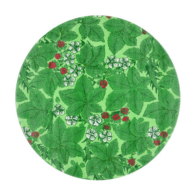 Art nouveau Jordgubbar och Löv, Lime Green (Framsidan)