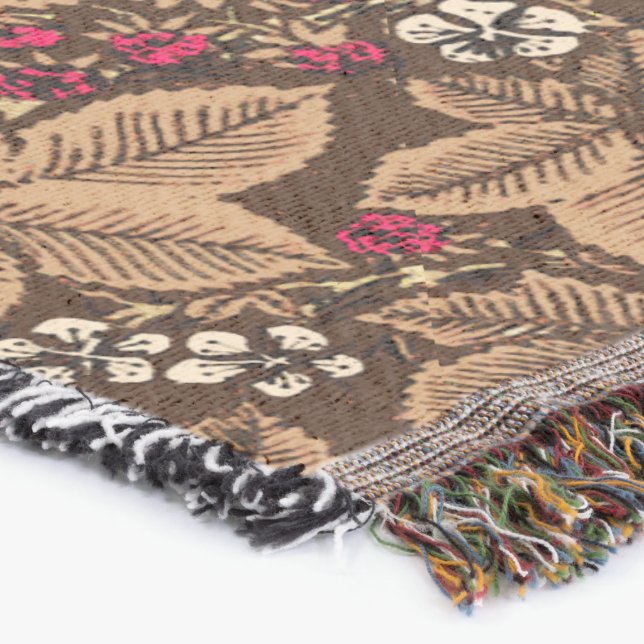 Art nouveau Jordgubbar och Löv, Mörk Brown Mysfilt (Hörn)