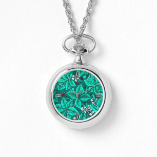 art nouveau Jordgubbar och Löv, turkos Armbandsur