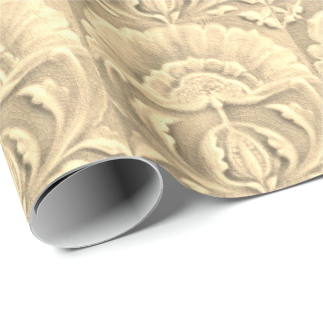 Art nouveau jugendstill-blomma (guld) presentpapper (Rullad Hörn)