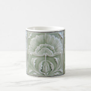 Art nouveau jugendstill-blommans grått-grönt kaffemugg