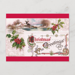 art nouveau julhälsningar med Holly Helg Vykort