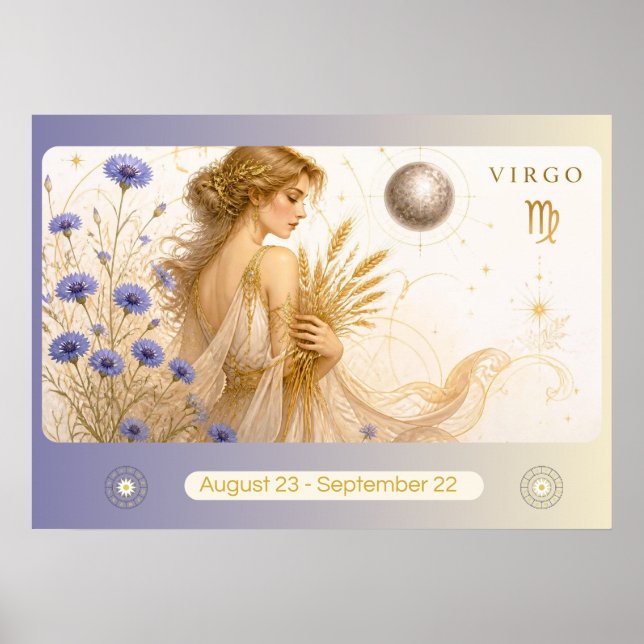 Art Nouveau Jungfrun Zodiak Väggkonst (Framsidan)