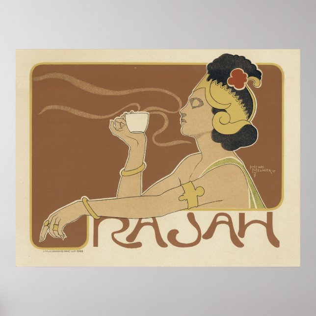Art nouveau-kaffe poster (Framsidan)