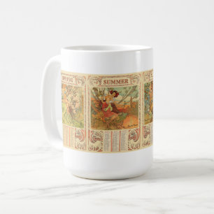 Art Nouveau-kalendrar från den viktorianska eran a Kaffemugg