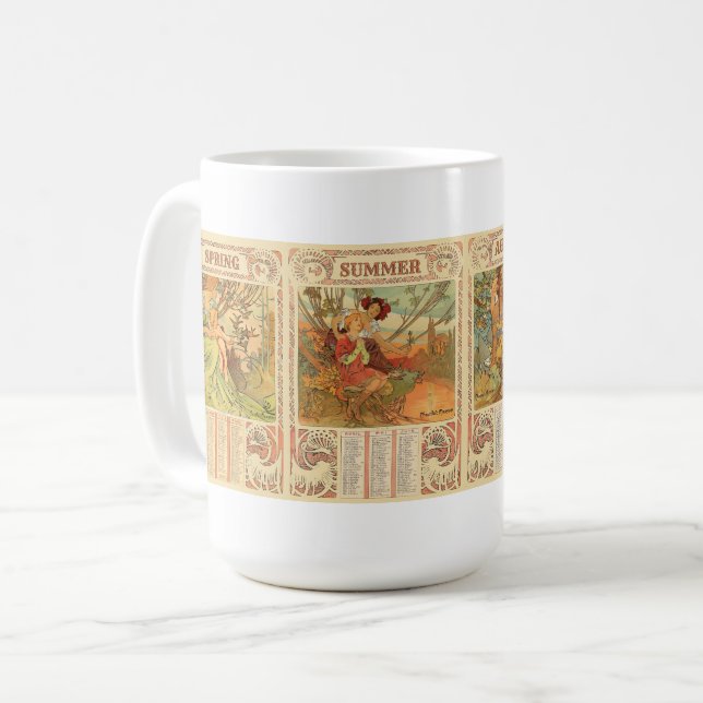 Art Nouveau-kalendrar från den viktorianska eran a Kaffemugg (Framsida vänster)