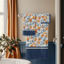 Art nouveau Kalifornien Poppies Navy Banded