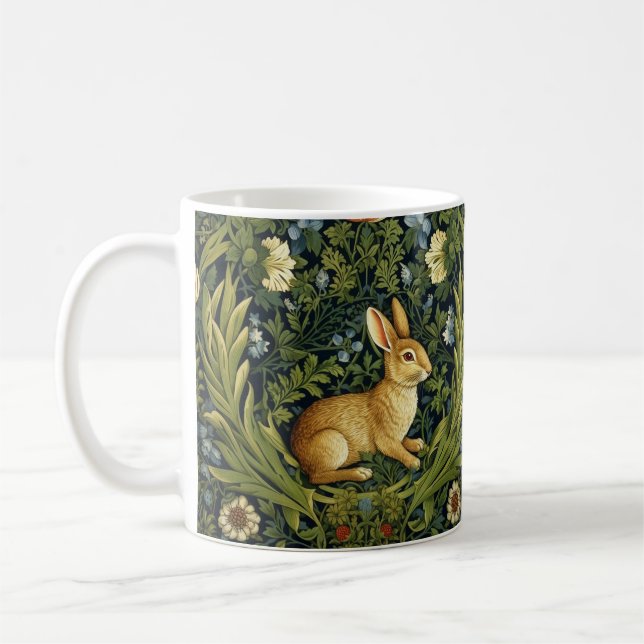 Art nouveau-kanin i trädgården kaffemugg (Vänster)