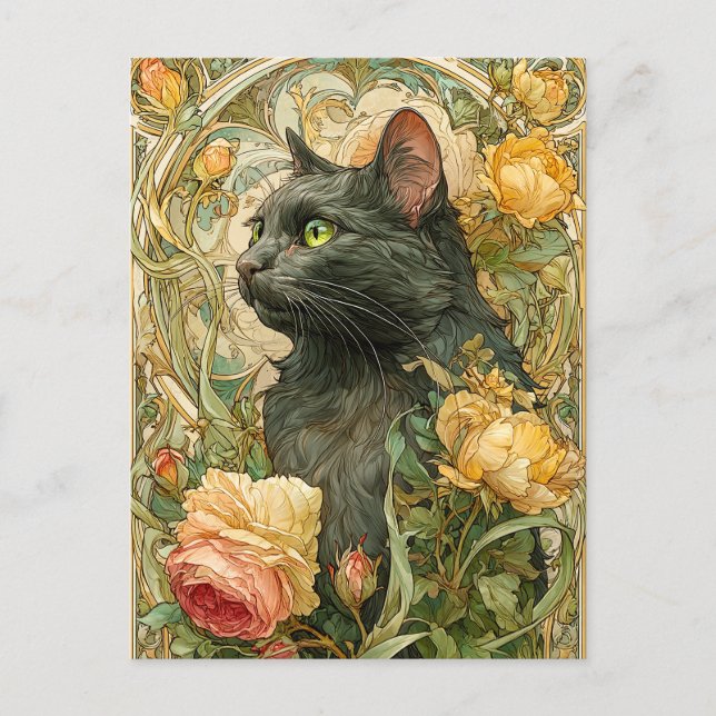 Art Nouveau Katt Vykort (Framsida)