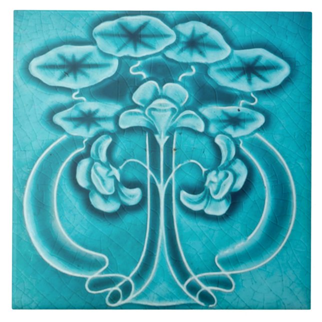 Art nouveau keramisk eldvägg kakelplatta (Framsidan)