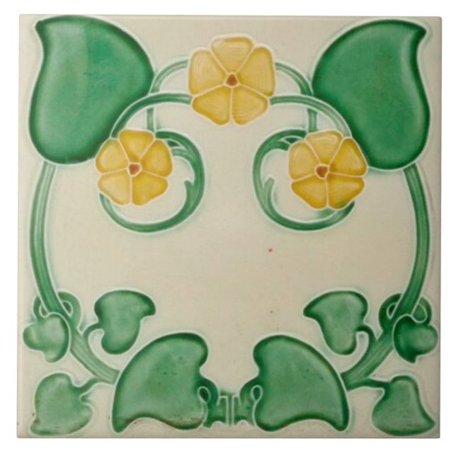 Art nouveau keramisk eldvägg kakelplatta (Framsidan)