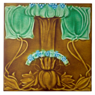 Art nouveau keramisk eldvägg kakelplatta