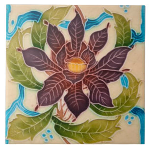 Art nouveau keramisk eldvägg kakelplatta