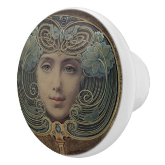 Art nouveau keramisk knopp