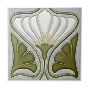 Art Nouveau Keramisk Väggplatta Ljus Vit BG Kakelplatta