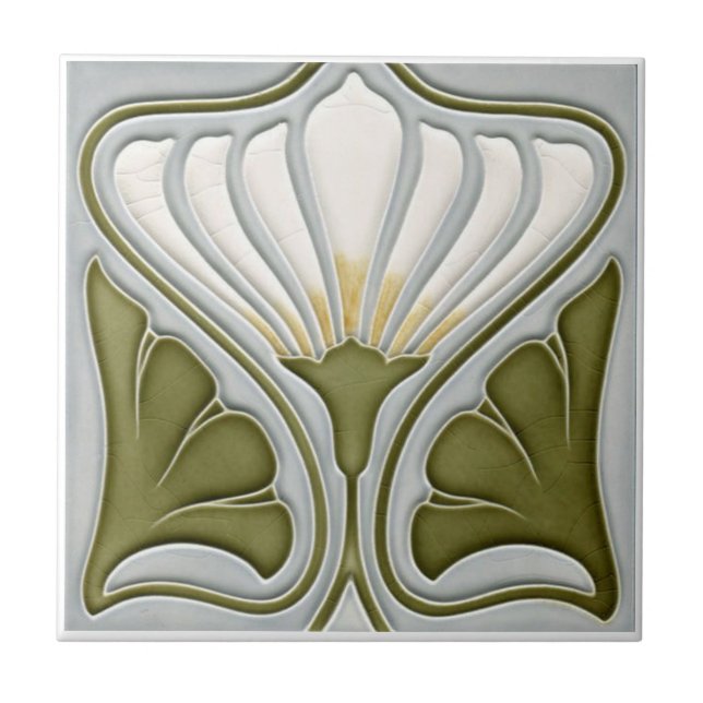 Art nouveau keramiskt väggplattor, vit BG Kakelplatta (Framsidan)