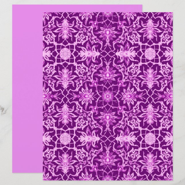 Art nouveau kinesiska Mönster, Ametyst Lila (Fram/baksida)