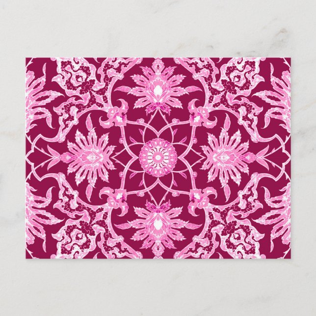 Art nouveau kinesiska Mönster - Burgundy Vin Vykort (Framsida)