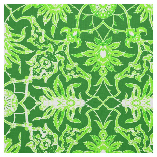 Art nouveau kinesiska Mönster - Emerald Grönt Tyg (Provkarta)