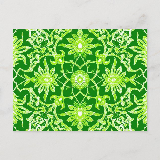 Art nouveau kinesiska Mönster - Emerald Grönt Vykort (Framsida)