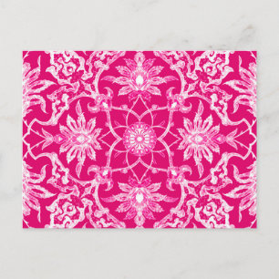 Art nouveau kinesiska Mönster - Fuschia Rosa Vykort