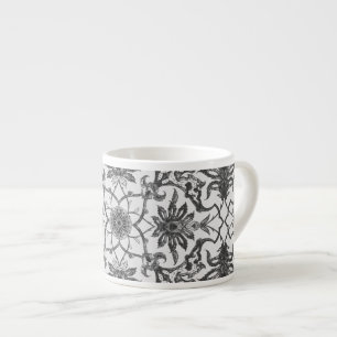 Art nouveau kinesiska Mönster - Silver Grått Espressomugg