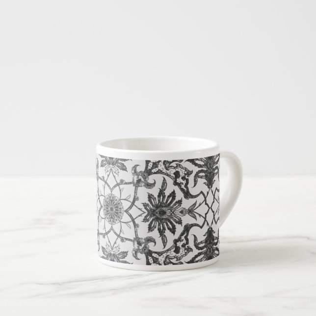 Art nouveau kinesiska Mönster - Silver Grått Espressomugg (Framsida höger)