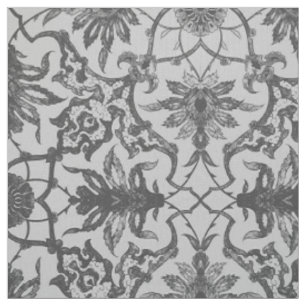 Art nouveau kinesiska Mönster - Silver Grått Tyg