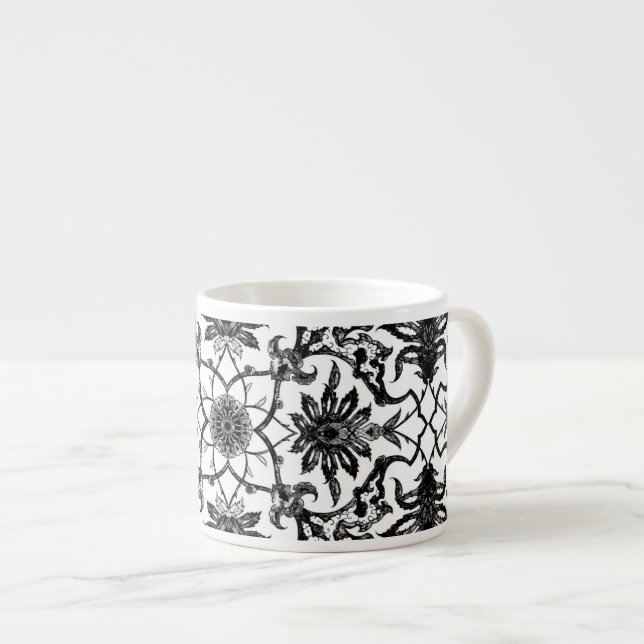Art nouveau kinesiska Mönster - Svarta och vita Espressomugg (Framsida höger)