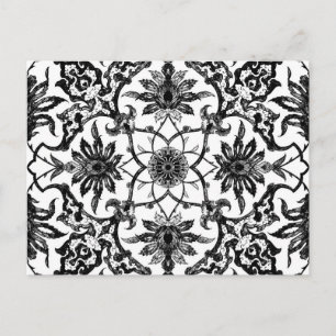 Art nouveau kinesiska Mönster - Svarta och vita Vykort
