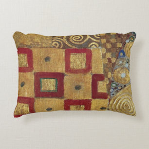 Art Nouveau Klimt - Guld, Röd, Gammalt Guld, Silve Prydnadskudde