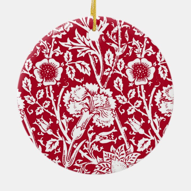 Art nouveau-kolonn, röd och vit julgransprydnad keramik (Baksidan)