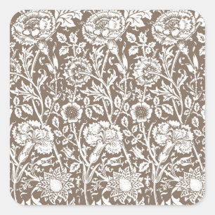 Art nouveau-kolonn, Taupe och White Fyrkantigt Klistermärke
