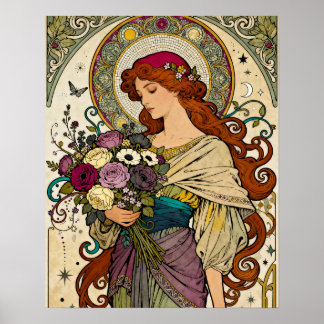 Art Nouveau-konst på staffli Poster