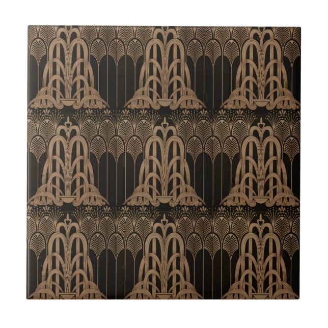 Art nouveau,konsthugga,Svart,Brons,elegant,chic,Pa Kakelplatta (Framsidan)