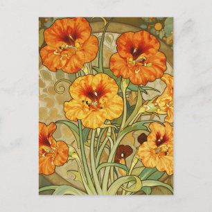 Art Nouveau-krassi blomster mönster Vykort