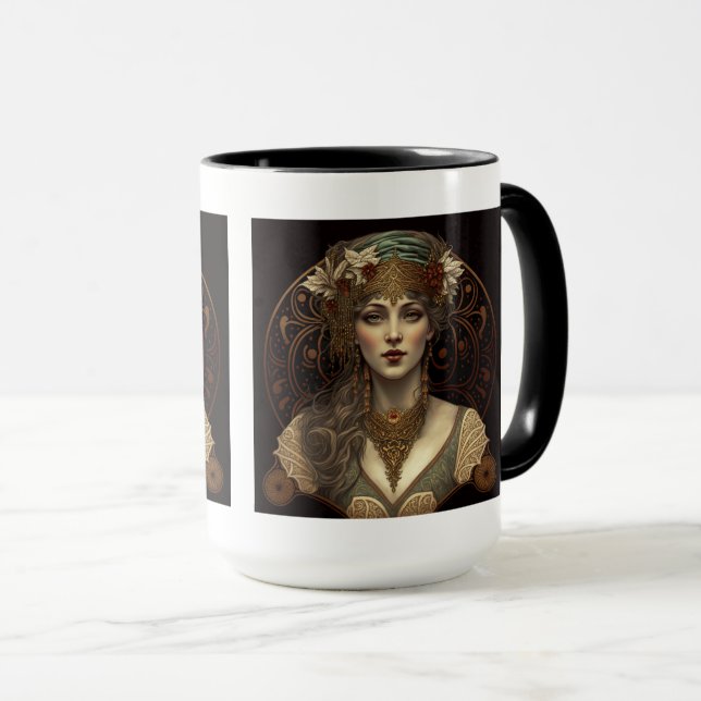 Art Nouveau Kvinna Combo Mug, 15 oz  Mugg (Framsida höger)