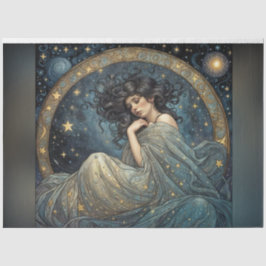 Art nouveau Kvinna i Stars Decoupage Papper