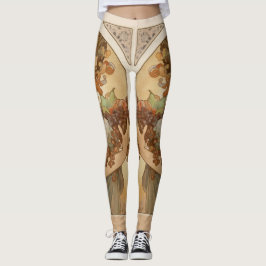 Art nouveau Kvinna med Fruit Alphonse Mucha Leggings