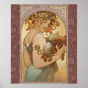 Art Nouveau Kvinna Mucha Vacker Poster