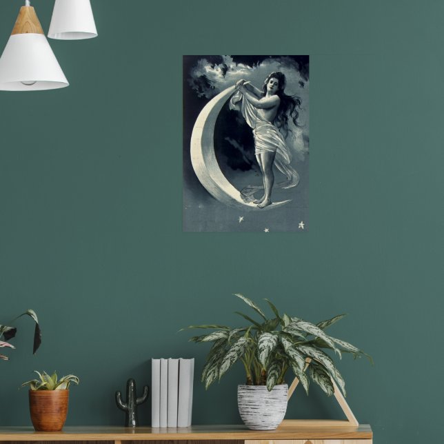 Art Nouveau Kvinna på halvmåne Poster (Vardagsrum 1)