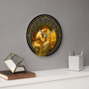 Art Nouveau Kvinna Vid Solnedgång Stor Klocka